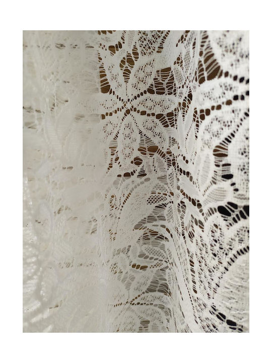 My Home Luxury Κουρτίνα με Τρέσα Lace Flowers Λευκή 270x280εκ.