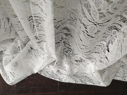 My Home Luxury Vorhang mit Bleistiftfalten Lace Flowers Weiß 270x280cm