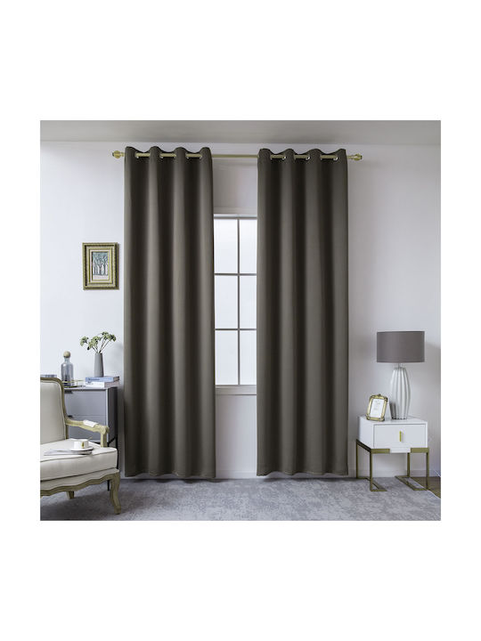 Beauty Home Κουρτίνα Συσκότισης με Τρουκς Καφέ 140x270εκ.