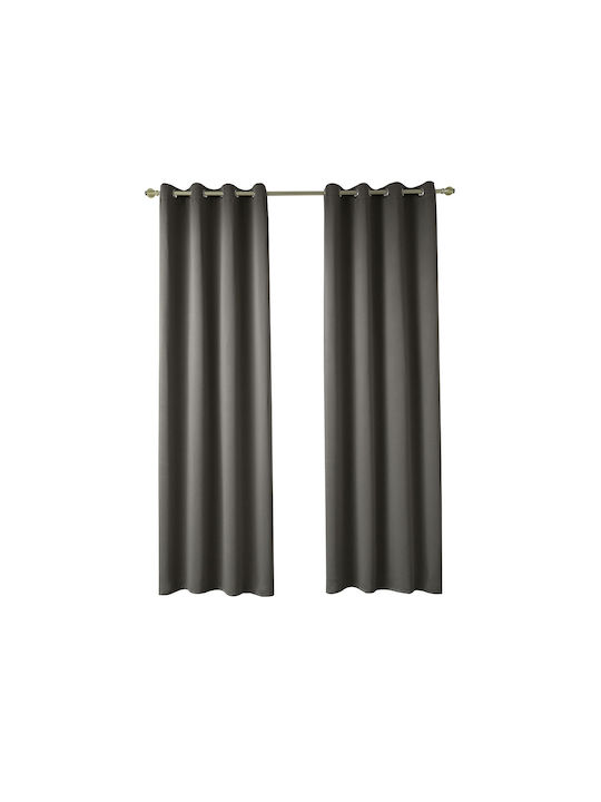 Beauty Home Κουρτίνα Συσκότισης με Τρουκς Καφέ 140x270εκ.