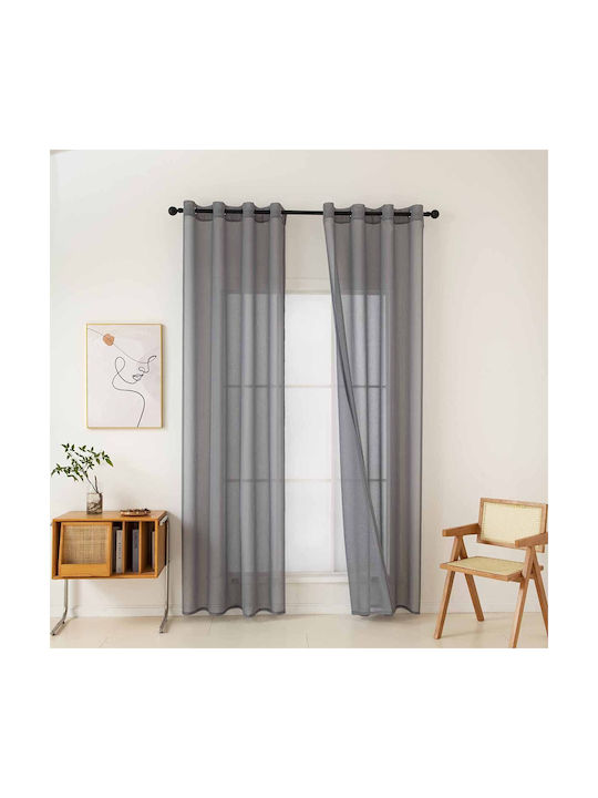 Beauty Home Curtain with Grommet Sharp Art 8448 Gray 8448-Stone 140x270cm