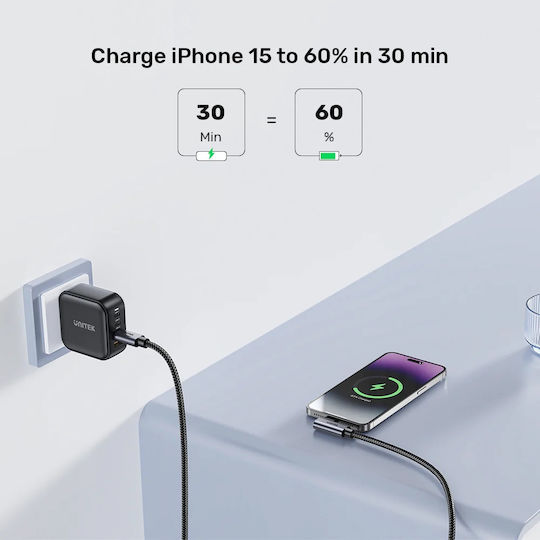 Unitek Angle (90°) USB 2.0 Cable USB-C Male - USB-C 100W PD Black 3m C14123BK-3M