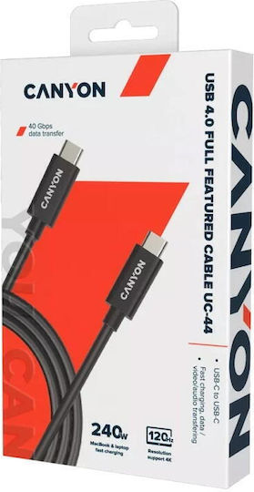 Canyon USB 4 Video Cable USB-C Male - USB-C 240W PD Black 1m