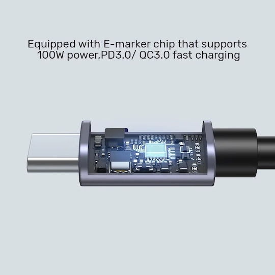 Unitek USB 2.0 Cable USB-C male - USB-C 100W PD Μαύρο 1m C14123BK-1M