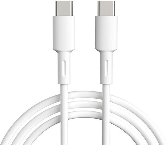 Techly USB 2.0 Cable USB-C male - USB-C 60W PD Λευκό 1m ICOC-MUSB20-C60W1