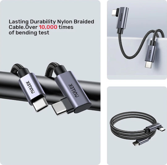 Unitek Angle (90°) USB 2.0 Cable USB-C male - USB-C 100W Μαύρο 2m C14123BK-2M