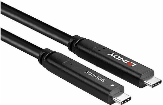 Lindy USB 2.0 Cable USB-C male - USB-C 60W PD Μαύρο 8m 43393