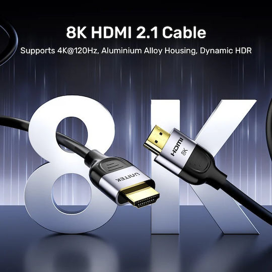Unitek HDMI 2.1 Ultra High Speed 48Gbps 4K 120Hz HDR VRR Cable HDMI Male - HDMI Male Length 1.5m Black