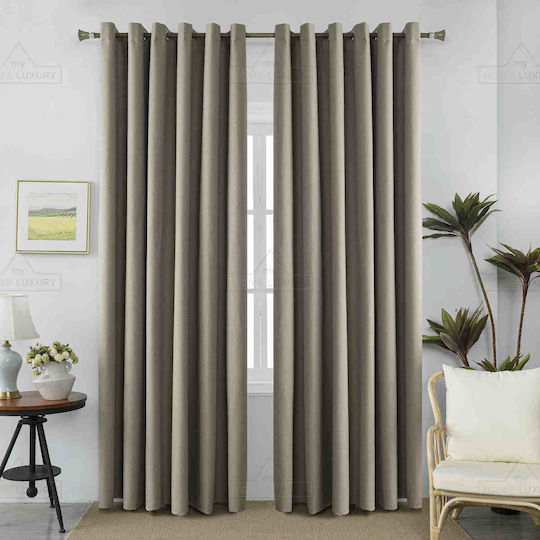 Lucktora Grommet Curtains Beige 270x265cm