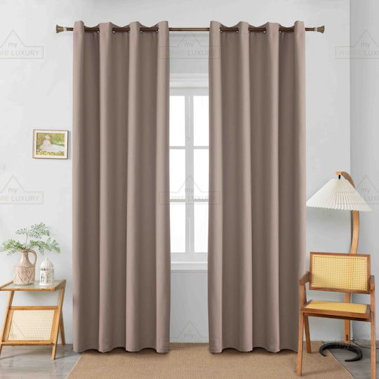 My Home Luxury Κουρτίνα με Τρουκς Καφέ 140x265εκ.