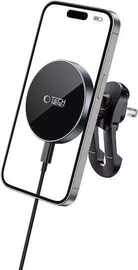 Tech-Protect Mm15w-v5 Βάση Κινητού Αυτοκινήτου με Μαγνήτη και Ασύρματη Φόρτιση MagSafe Μαύρη