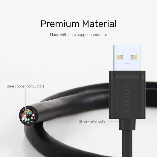 Unitek USB 2.0 Cable USB-A male - USB-A male 1.5m Y-C442GBK