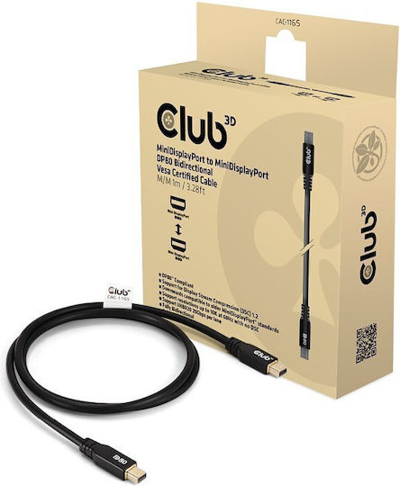 Club3D Кабел mini DisplayPort мъжки - mini DisplayPort мъжки 1м Черен (CAC-1165)