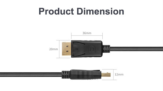 Unitek Cable DisplayPort male - DisplayPort male 2m Μαύρο (Y-C608BK)