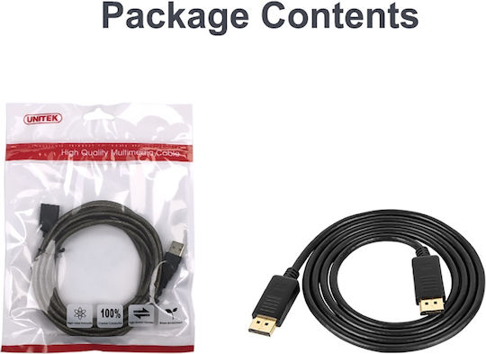 Unitek Cable DisplayPort male - DisplayPort male 2m Μαύρο (Y-C608BK)