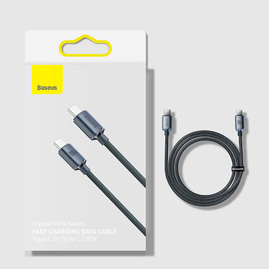 Baseus Crystal Shine Series USB 2.0 Cable USB-C male - USB-C 100W PD Μαύρο 2m CAJY000701