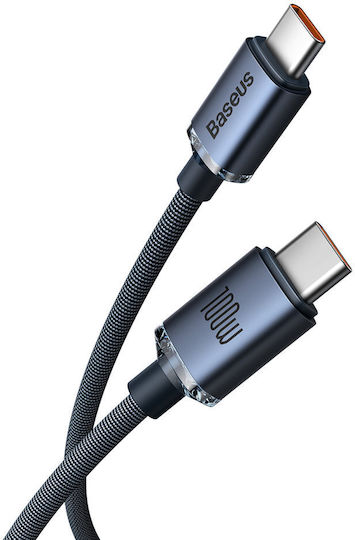 Baseus Crystal Shine Series USB 2.0 Cable USB-C male - USB-C 100W PD Μαύρο 2m CAJY000701