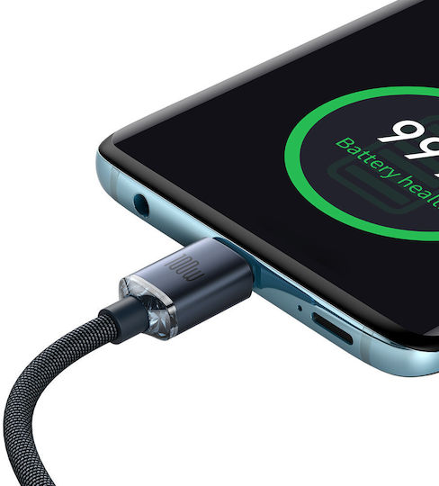 Baseus Crystal Shine Series USB 2.0 Cable USB-C male - USB-C 100W PD Μαύρο 2m CAJY000701