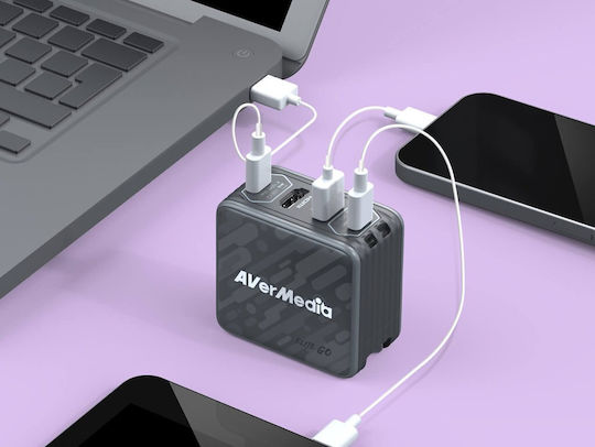 AVerMedia Φορτιστής Χωρίς Καλώδιο GaN με 2 Θύρες USB-A και 2 Θύρες USB-C 100W Power Delivery Μαύρος (GC313Pro)