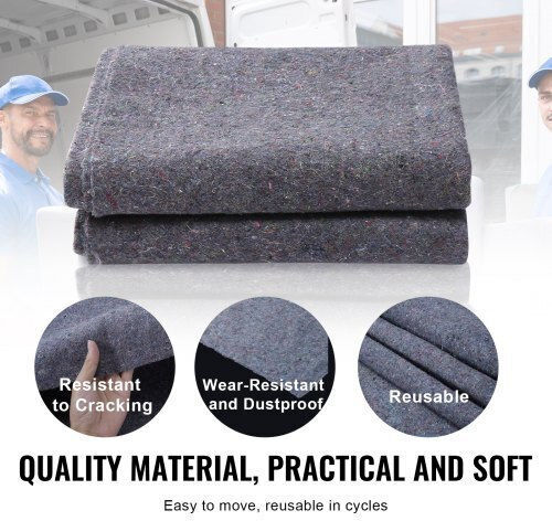 Vevor Moving Blankets 72" X 54" Weight 21 Lbs Dz 24 Pack Professional Packing Blanket Recycled Cotton Large Heavy Duty Moving Pads Ideal for Protection of Furniture Floors Appliances