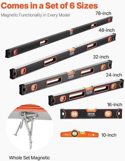 Vevor JXSPC78INCH42T7D1V0 Нивелир Алуминиев Магнитен