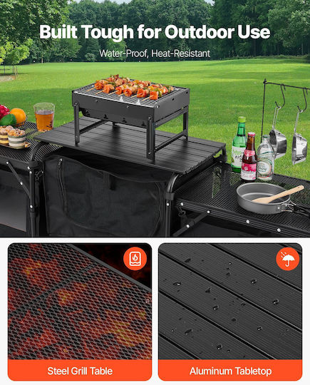 Vevor Aluminum Cupboard for Camping Folding Black