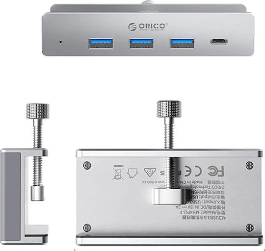 Orico Hub 4 Ports USB 3.0 with USB-A / USB-C Connection Silver