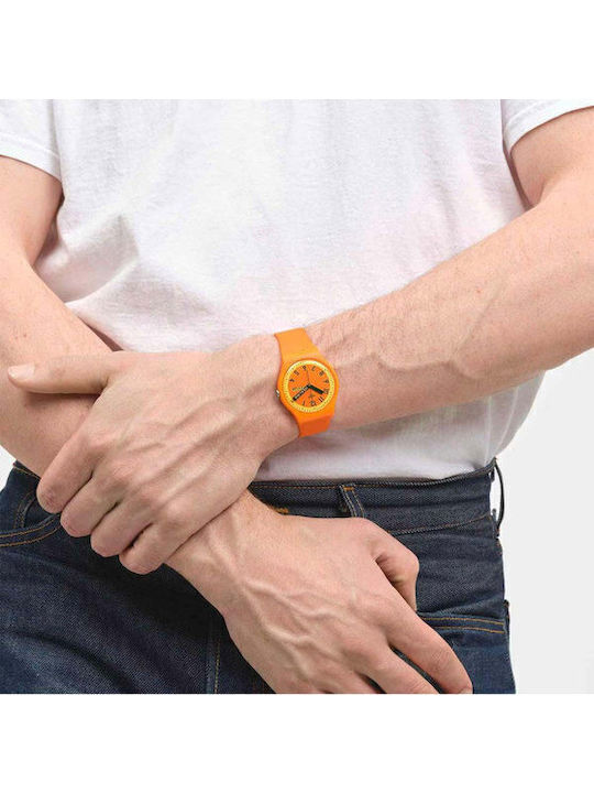 Swatch Neuzeit Women's Watch with Orange Rubber Strap
