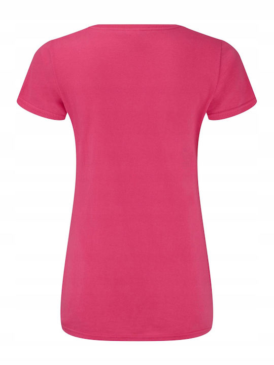 Fruit of the Loom Iconic Γυναικείο Διαφημιστικό T-shirt Κοντομάνικο Fuchsia
