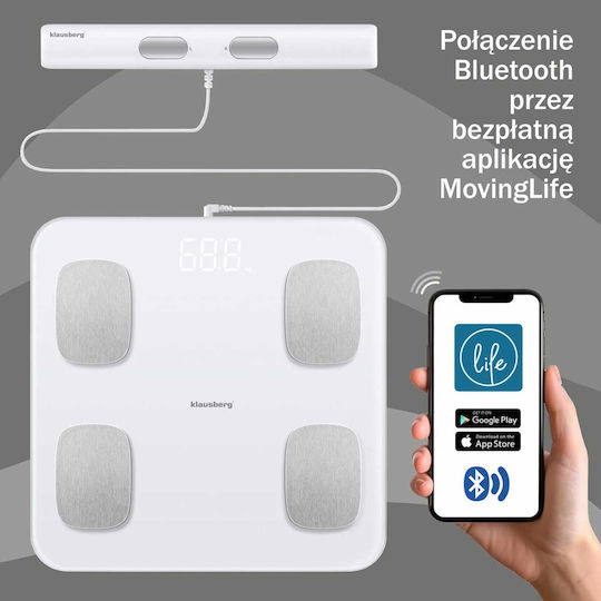 Klausberg Smart Bathroom Scale 180kg with Bluetooth White KB-7853