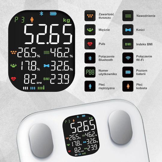 Klausberg Smart Cantar cu Bluetooth in culoare Alb KB-7855