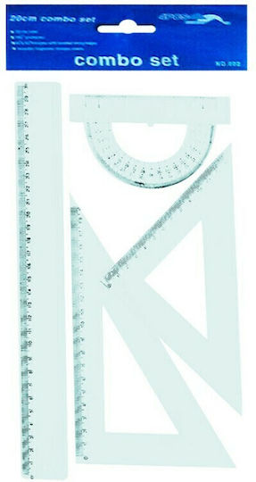 Justnote Set von geometrischen Instrumenten Kunststoff Transparent 30cm