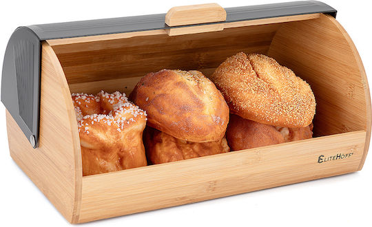 Elitehoff Brotkasten mit Deckel aus Bambus Schwarz 39x28.5cm