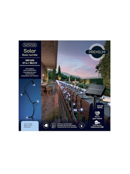 360 Lights LED 27m. Cold White Solar in String 1pcs