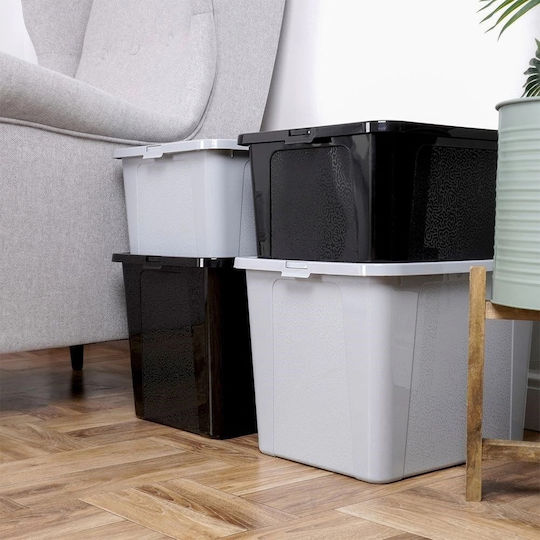 Vilde Пластмаса Кутия за съхранение с капак Черен 40x33x30см 1бр