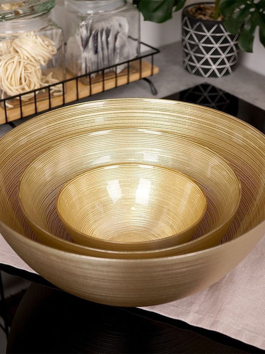 Home&Styling Collection Σαλατιέρα Γυάλινη Χρυσή 28x28cm