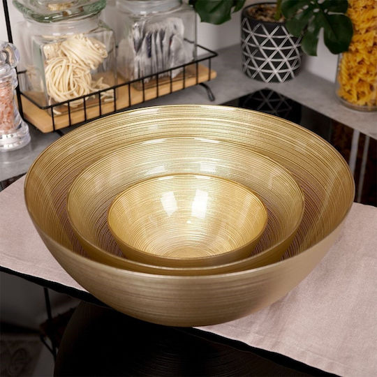 Home&Styling Collection Σαλατιέρα Γυάλινη Χρυσή 28x28cm