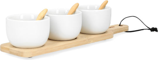 Homla Servierschüssel Rund Keramik Weiß mit Durchmesser 32cm 3Stück