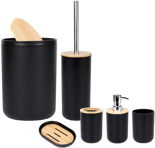 Vilde Vilde Bathroom Accessory Set Plastic Black 6 Pieces
