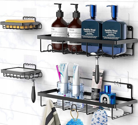 Vilde 4-Pack Shower Caddy Wall Mounted Bathroom Items Organizer Set 4pcs Black
