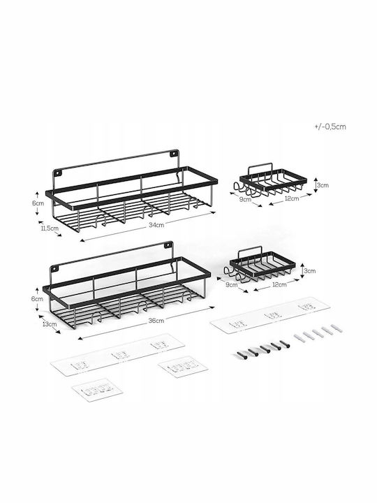 Vilde 4er Pack Badezimmerregale Wandmontiertes Set 4 Stück Schwarze