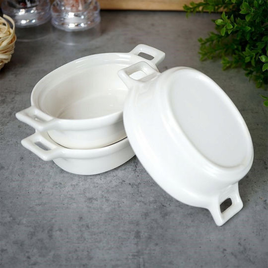 Excellent Houseware Oval Hitzebeständiges Kochgeschirr für Soufflé aus Porzellan 14x9x4cm 3 Stück