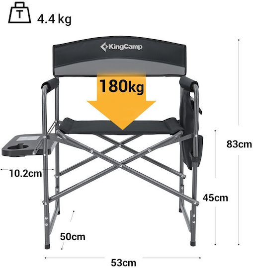 KingCamp Director's Chair Beach Black 52x52cm