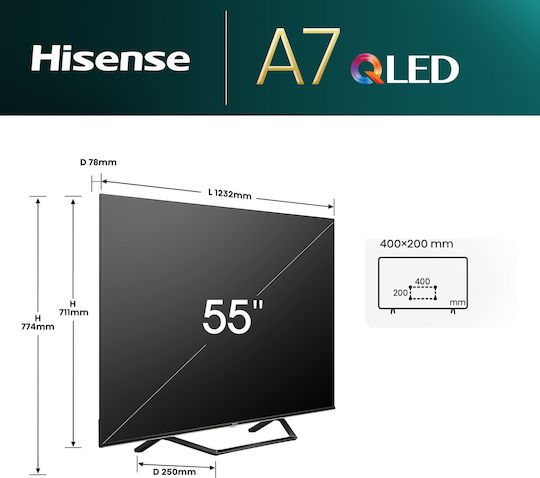 Hisense Smart Television 55" 4K UHD QLED A7N HDR (2024)