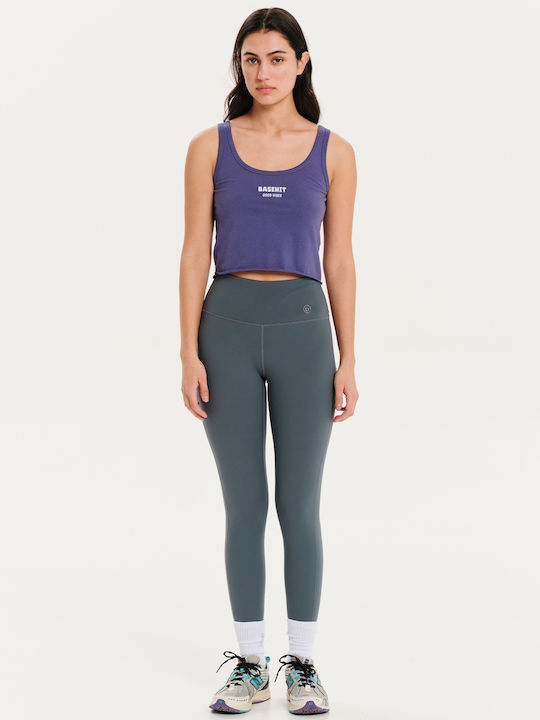Γυναικείο Καλοκαιρινό Crop Top Βαμβακερό Αμάνικο Μωβ
