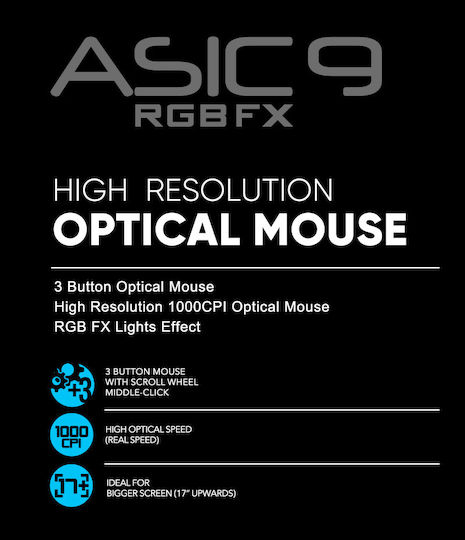 Alcatroz Asic 9 RGB FX Gaming Gaming Maus Schwarz