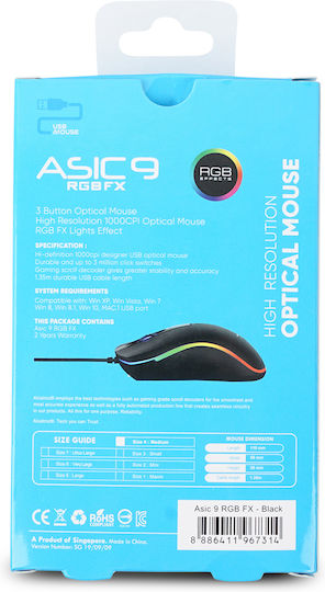 Alcatroz Asic 9 RGB FX Gaming Gaming Maus Schwarz