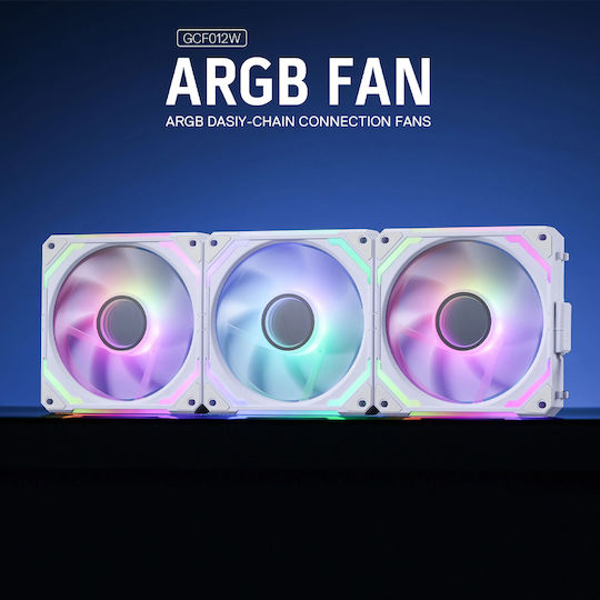 Redragon GC-F012W Gehäuselüfter 120mm (2000rpm / 68,8cfm) mit ARGB Beleuchtung 3 Stück Weiße