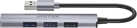 Unitek Hub 3 Θυρών USB 2.0 με σύνδεση USB-A Γκρι