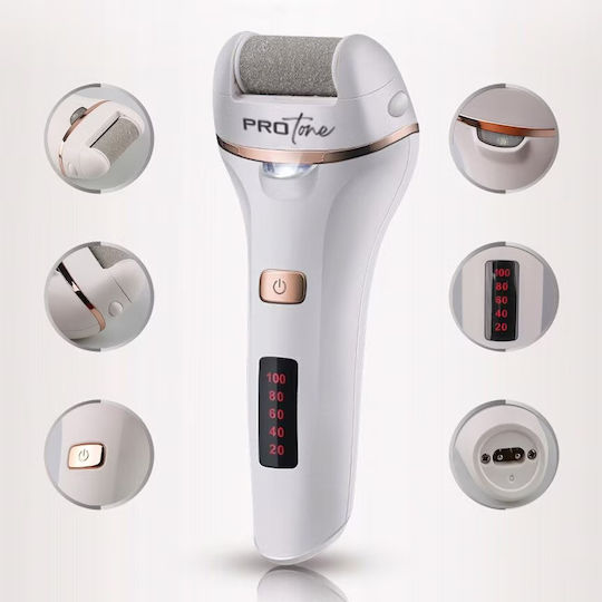 Set Electric de Pile pentru Călcâie Protone Afișaj Digital Baterie 1200 mAh Încărcare USB Rezistent la Apă 2 Viteze 2400 RPM 3 Capete Incluse Lanternă LED Îndepărtare Piele Moartă